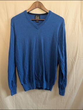 Jos. A. Bank Merino Wool Royal Blue V-Neck Sweater